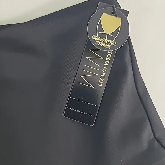 NWT Victorias Secret Black High Waist Full Coverage Swim Bikini Bottom Sz XXL - Picture 2 of 6